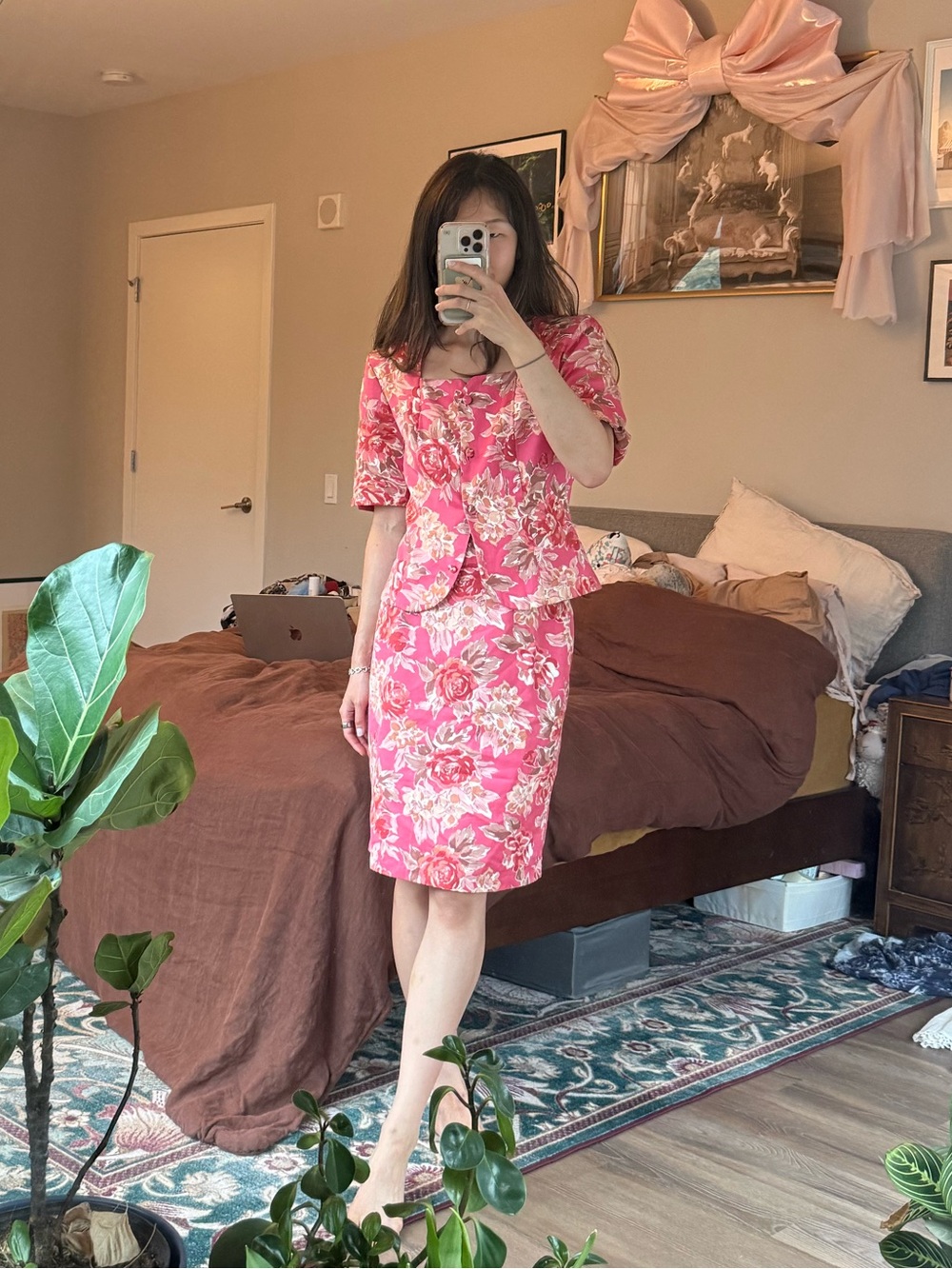 Vintage Laura Ashley floral suit jacket skirt
